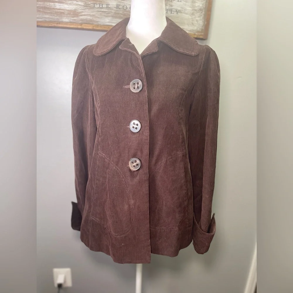Black Rivet‎ Women's Brown Corduroy A-Line Swing Coat Size Small